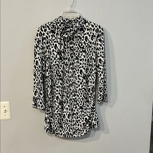 New York & Company Black and White Animal Print Blouse